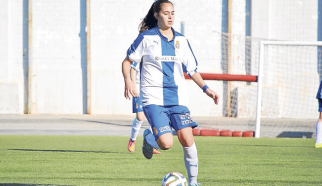 La futbolista ibicenca, en un partido de Primera División femenina con el club perico. I. J.