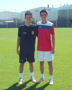 Álex Sánchez (d), junto a Marc Soldat en el entrenamiento de ayer.