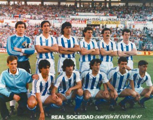 Una alineación del equipo realista de Alberto Górriz, campeón de Copa en la 86-87.