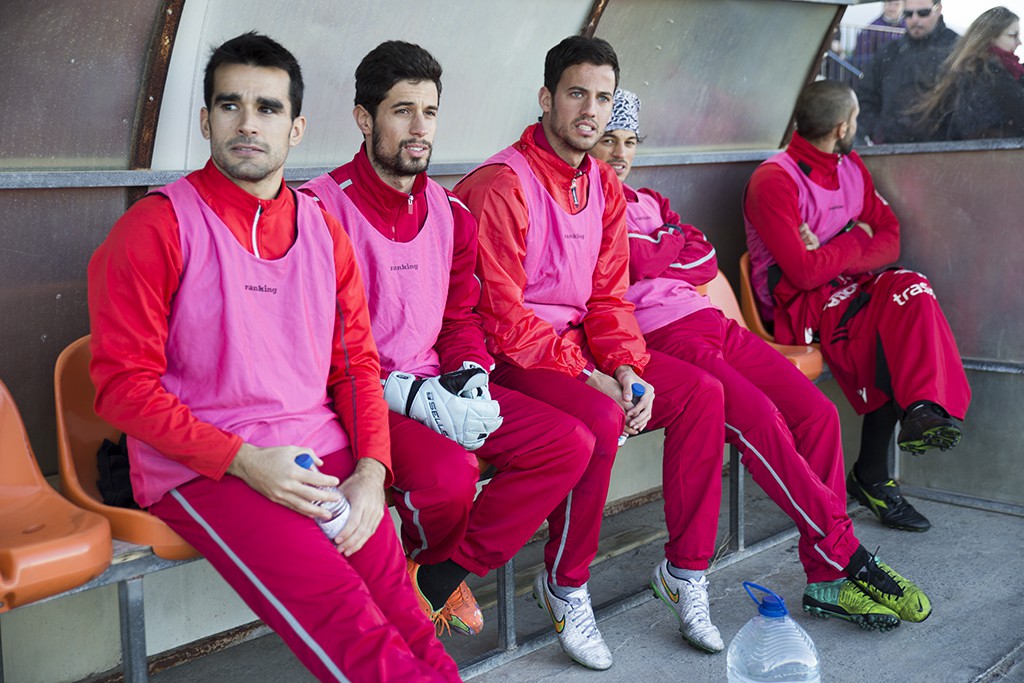 Brazález, tercero por la izquierda, ha marcado los dos goles del Formentera.